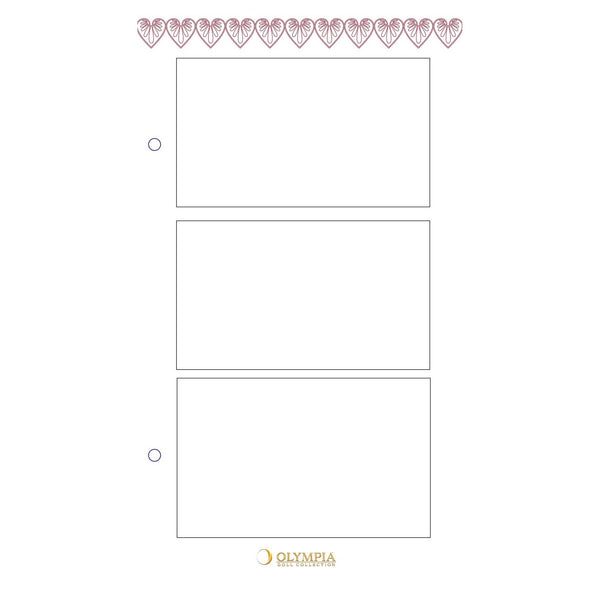 Blank label template with three rectangular fields and decorative border at the top, featuring the Olympia brand.
